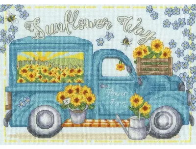 Productafbeelding van Bothy Threads Kreuzstich Stickpackung "Sonnenblumenweg", Zählmuster, XKTB26, 28x20cm