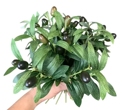 Künstliche Olivenzweige, 12 Stück, 29 cm, Kunstgrün für Vasen