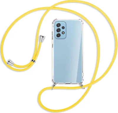 Produktbild von Handykette Backcover-Schutzhülle mit Band (Metall silberfarben) für Samsung Galaxy A52 4G / 5G, A52s 5G - gelb