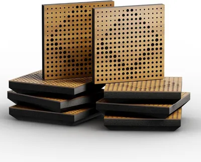 Immagine prodotto di Set da 20 pezzi – Pannello acustico WILDS-Mini | Pannello decorativo fonoassorbente per pareti | Riduzione del rumore | 25x25x5 cm | Rovere