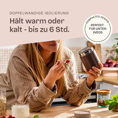 Produktbild von BergHOFF Home Nommie, Thermobehälter für Essen 0,5 l, Auslaufsicher, Isolierbehälter, Warm/kalt bis 6 Std., Edelstahl, Spülmaschinengeeignet, Navy