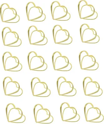 Produktbild von INF Herzförmige Notizklemmen, Tischkartenhalter, 20 Stück, für Büro & Hochzeit Gold