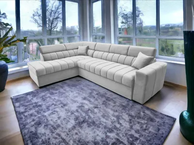 Produktbild von FurMeb24 ECKSOFA KENNO MAXI 300 x 210 cm HELLGRAU - linke Seite - mit bettkasten und schlaffunktion