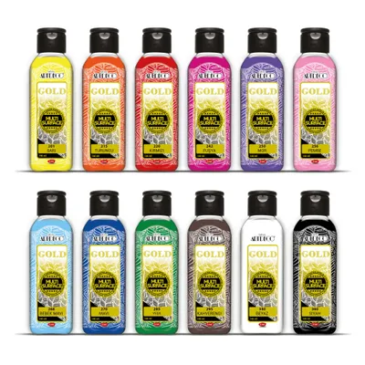 Zdjęcie produktu dla Zestaw farb akrylowych Artdeco Gold 12 x 140 ml – kolory mieszane