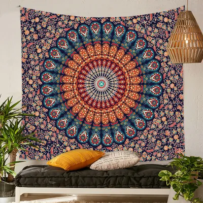 Produktbild von Bohémske mandala tapisérie, Hippie tapisérie, psychedelické páv tapisérie, Boho tapisérie, nástenné závesy do spálne (150 cm x 130 cm, farba 1)
