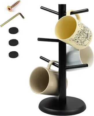 Image de Porte-tasses noir pour 6 tasses, accessoires de cuisine