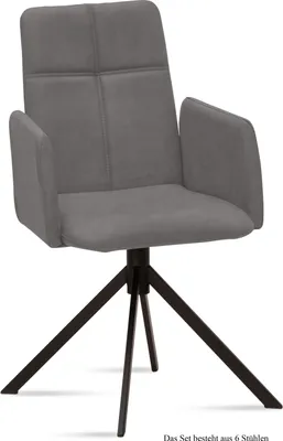 Produktbild von Armlehnstuhl (6er-Set) Druci 52x92x60 Schwarz/Grau