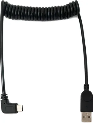 Produktbild von SYSTEM-S USB 3.1 Kabel 120 cm Typ C Stecker zu A Stecker Spirale Winkel Schwarz
