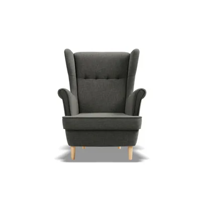 Produktbild von Ohrensessel Milo mit Hocker - Farben zur Auswahl -Sessel für Wohnzimmer & Esszimmer Skandinavisch - Relax Sessel aus Webstoff - FARBE: DUNKELGRAU