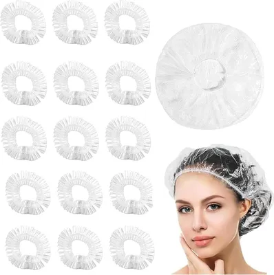 Produktbild von 100 Stück Einweg-Duschhauben, dick, wasserdicht, elastisch, Duschhaube, Einweg-Badekappe, wasserdichte Haarkappen für Zuhause, Hotel, Spa und Friseursalon