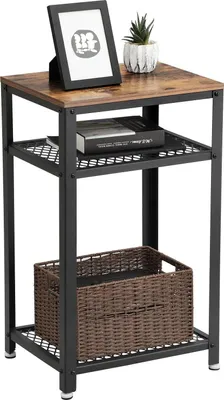 Produktbild von Beistelltisch Bill 35x45 2 Ablagen - rustikal braun/schwarz