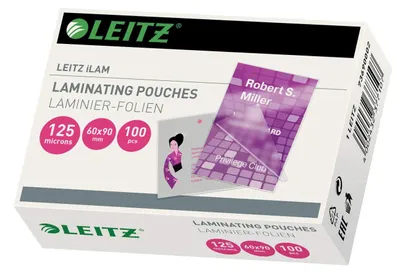 Image de Leitz 7369-00-02 7369 Pochette plastique 125 microns, pour cartes de visite, 100 pièces