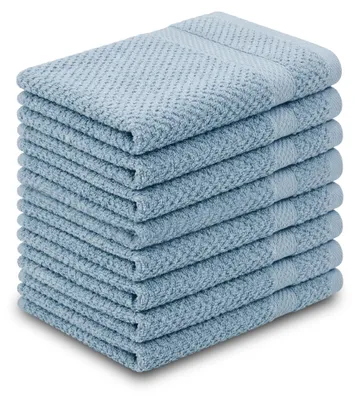 Produktbild von DoubleDry Gästetücher Set - Popcorn Weave Kollektion - 30x50 cm - 8 Teilig - 100% Baumwolle - 450 g/m² - Weich - Saugfähig -   Green  - Hell blau