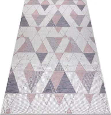 Produktbild von Teppich SISAL SION Geometrisch, Dreiecke 3006 flach gewebt ecru / rosa Mehrfarben 180x270 cm