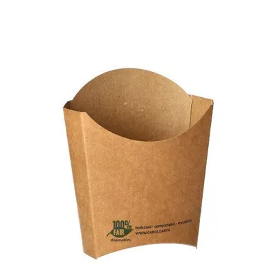 Produktbild von Pommes-Frites-Schütte, Pappe "pure" 11,2 cm x 8,4 cm x 5,2 cm braun "100% Fair" klein