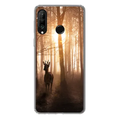 Produktbild von MuchoWow® Handyhülle Schutzhülle Hülle für Huawei P30 Lite Wald - Hirsche - Sonne - Bäume - Winter - Natur - Tiere Silikon Softcase Handy Hülle - Handyhülle