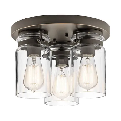 Image de Plafonnier Elstead Brinley E27 triple, bronze nickel brossé