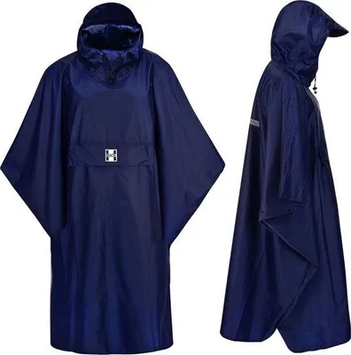 Produktbild von Famanu Regenponcho extra lang - 100% wasserdicht, mit Kapuze und Brusttasche