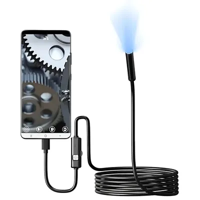 Produktbild von Endoskopkamera mit IP67 6 LED Handy Endoskop Micro-USB Typ-C Wasserdichte HD Rohrkamera Halbsteife Kabel Inspektionskamera