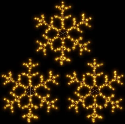 Productafbeelding van Kerstfiguur sneeuwvlok met LED's 3 st 59x59 cm warmwit