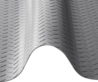 Obrázok produktu pre Garážová podlahová rohož, 2,28 x 5,2 m Garážová podlahová rohož, 2,2 mm hrubá PVC diamantová podlahová ochranná rohož s obojstrannou páskou, protišmyková, ľahko čistiteľná pre sklady, telocvične, strieborná šedá