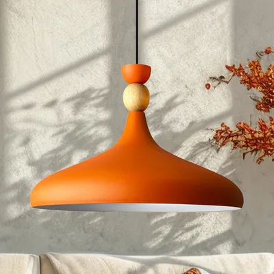 Produktbild von Pendelleuchte Orange Ø35 cm Metall E27 Moderne Lampe, Ohne Leuchtmittel