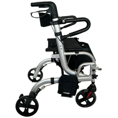 Produktbild von abc HOME | Rollator & Rollstuhl | 2in1 | klappbar | Tasche | verstellbare Höhe | Silber | mit Artmlehnen