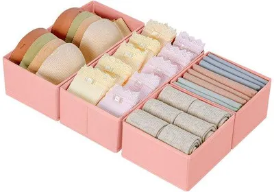 Produktbild von Schubladeneinleger, aufklappbar, Stoff, rosa, 4-teilig, Kleidung