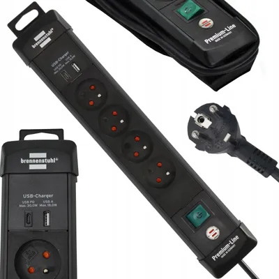 Produktbild von Brennenstuhl Premium-Line Steckdosenleiste 4fach mit USB schwarz