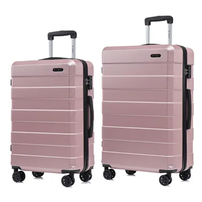 Produktbild von yonsly Premium Reisekoffer TSA-Schloss,YKK-Reißverschluss Hartschalen-Koffer Kabinenkoffer Rollkoffer Suitcase Handgepäck (Roségold, L-XL-Set)