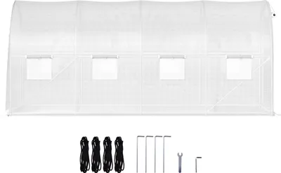 Produktbild von Gewächshaus 4,6x2,1x2,1m Frühbeet Foliengewächshaus Verzinkter Stahlrahmen und PE Abdeckung Treibhaus Wasserdicht und UV-beständig Tomatengewächshaus Ideal für Anbau von Gemüse Blumen