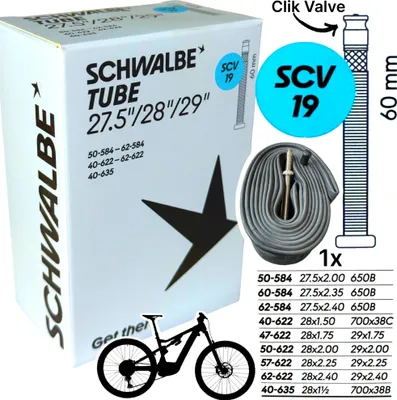 Produktbild von Schwalbe MTB Fahrrad-Schlauch SCV 19 I 27,5" I 28" I 29" 2.4 Clik Valve Ventil 650B 60mm