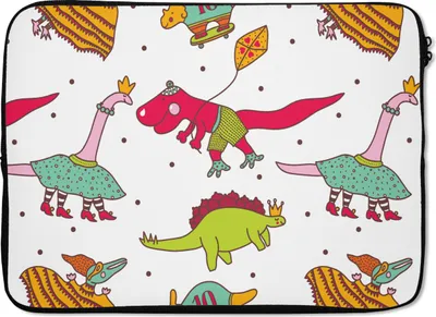 Produktbild von MuchoWow® Laptop Hülle 13 Zoll Muster - Dino - Farben - Jungen - Kinder - Kind Laptoptasche - Laptophülle - Sleeve - Rundumschutz