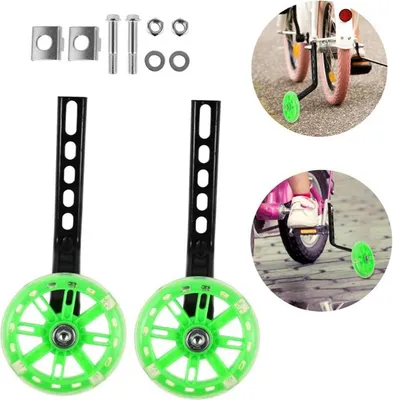 Imagen del producto de Ruedas de apoyo LED universales y ajustables para bicicletas - Color verde