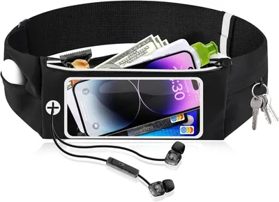 Imagen del producto de Cinturón para correr con banda elástica ajustable, pantalla táctil de 6,8 pulgadas, ideal para deportes y fitness