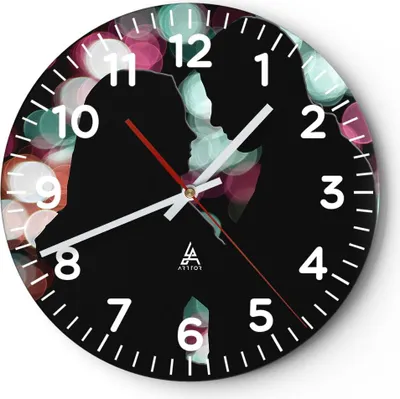 Produktbild von Wanduhr - Rund - Glasuhr - Paar Liebe Beziehung - 30x30cm - Schleichendes Uhrwerk - Lautlos - zum Aufhängen bereit - Dekoration Modern - Wanddekoration aus Glas - C4AR30x30-2551