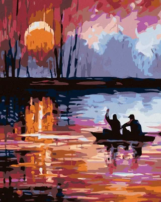 Produktbild von Diamondi - Diamond painting - SONNENUNTERGANG AM SEE, 40X50 cm, ohne Keilrahmen