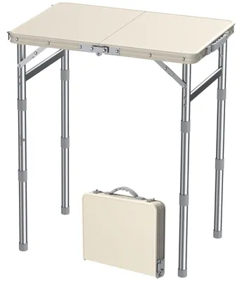 Image de Table de camping pliante - 58 x 40 cm - 3 hauteurs réglables - Imperméable - Pour pique-nique et barbecue