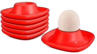 Eierbecher-Set 6er – Keramik, stapelbar, rot, 10x10x3 cm