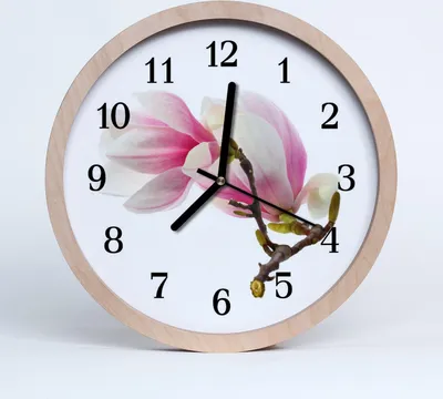 Produktbild von Holzuhr 30fi cm wanduhr - Magnolia Blume Blumen