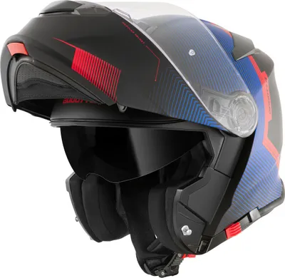 Produktbild von Bogotto H271 Wayke Klapphelm, schwarz matt/rot/blau, L