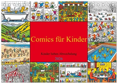 Produktbild von Comics für Kinder . Kinder lieben Abwechslung (Tischkalender 2026 DIN A5 quer), CALVENDO Monatskalender