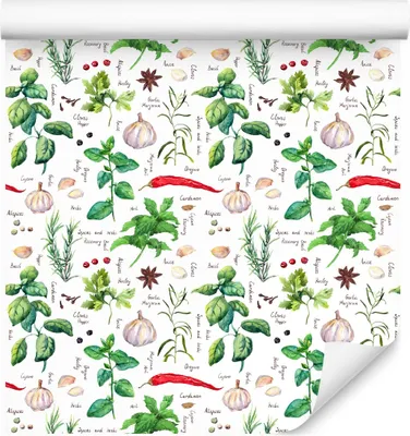 Obrázok produktu pre 10m VLIES WALLPAPER Roll jedáleň cesnak papriky maľované akvarel XXL