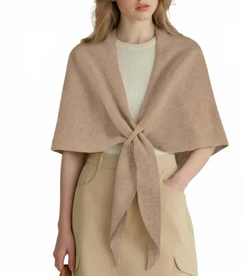 Zdjęcie produktu dla Szal Pashmina damski, wełna merino, 185x70 cm, kolor camelowy