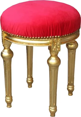 Produktbild von Casa Padrino Barock Sitzhocker Rot / Gold - Barock Rundhocker