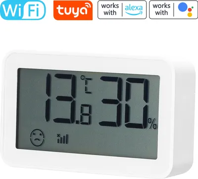 Produktbild von Tuya WiFi Digitales Innenthermometer Hygrometer Zuhause Genaue Temperatur- und Luftfeuchtigkeitsanzeige Monitor mit Komfortanzeige ¡æ/šH Schaltzeitanzeige Kompatibel mit Alexa und Google Assistant fuer Home Office Babyzimmer Gewaechshaus