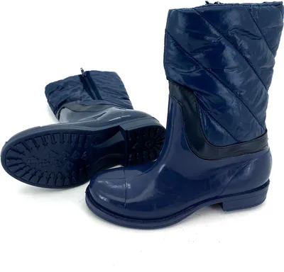 Produktbild von Gummistiefel Hochschaft Daunen Stiefel gesteppt Damen Mädchen Trend Boots Wasserdicht Regenstiefel Typ880 blau 36