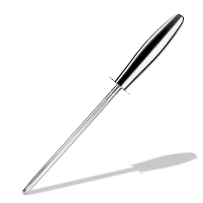 Produktbild von Intirilife Wetzstab Messerschärfer in SILBER – Manueller Wetzstahl Messerschleifer aus Edelstahl für Professionelles Schleifen und Schärfen – Schleifstab für Messer, Klingen, Scheren