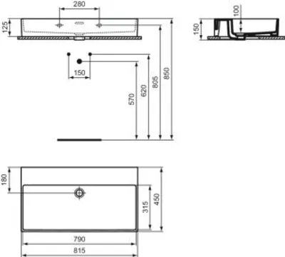 Produktbild von IDEAL STANDARD R054901 Waschtisch Extra 815 mm o.Hahnloch