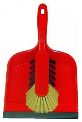 Produktbild von Kehrschaufel und Dose aus Kunststoff Rot